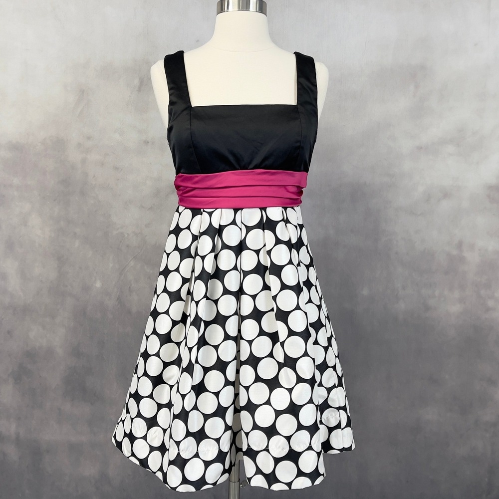 Vintage City Triangles Polka Dot Party Dress Women Size‎ 9 Y2K Rockabilly Indie